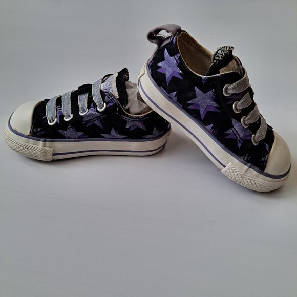 🌈 Converse All Star Purple Stars Toddler Sneakers – Size 5 - Picture 5 of 6